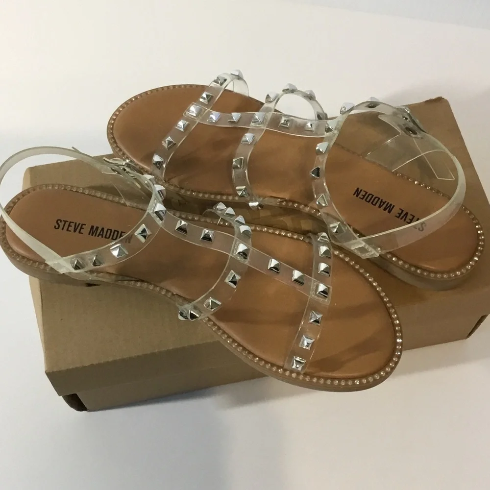 Steve Madden Clear Studded Slingback Sandal - Clear/Tan